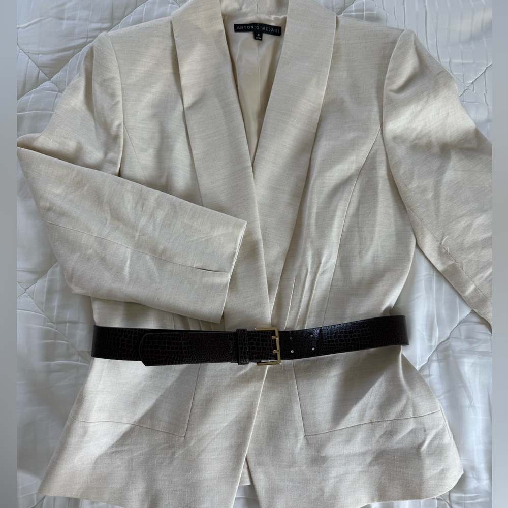 Antonio Melani Linen Blend Blazer with Belt